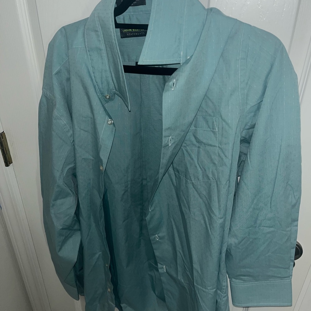 Mens long sleeve dress shirt XL green